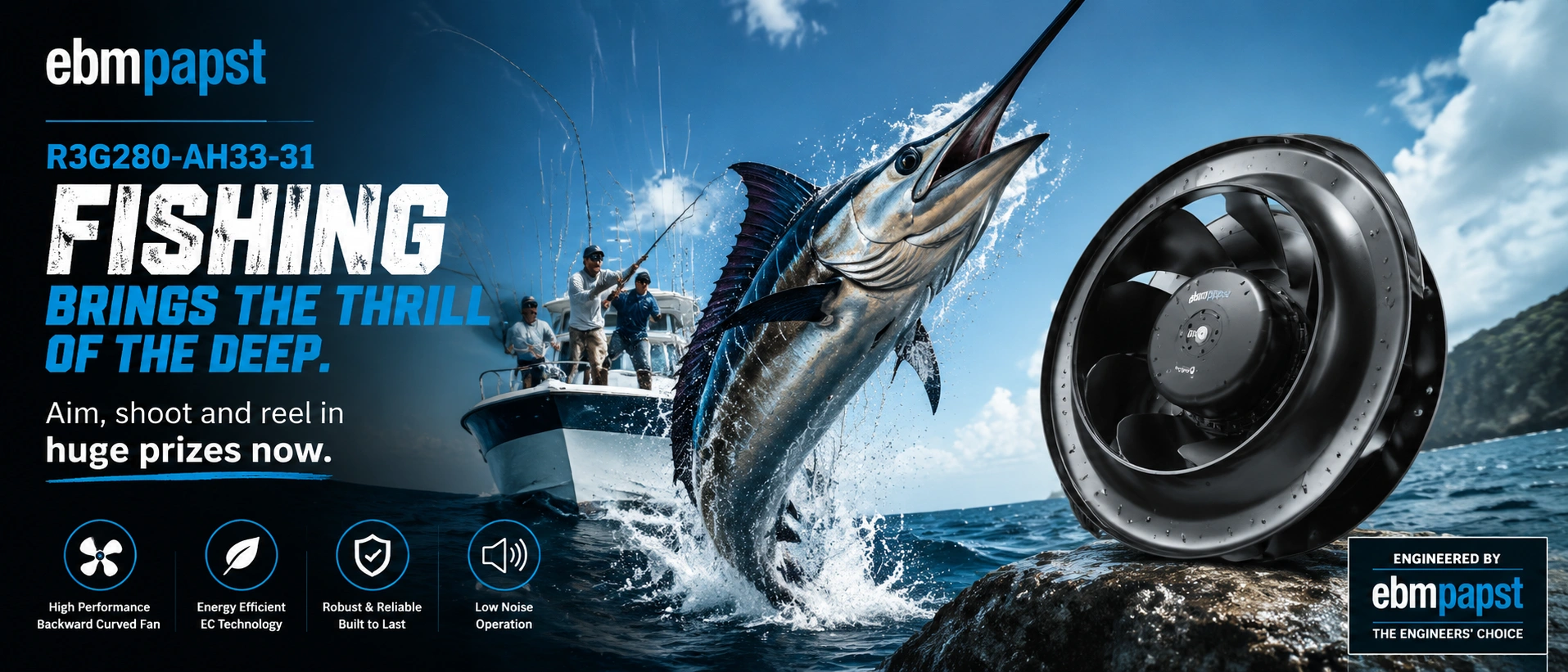 Fishing game preview showing a bright underwater action screen
