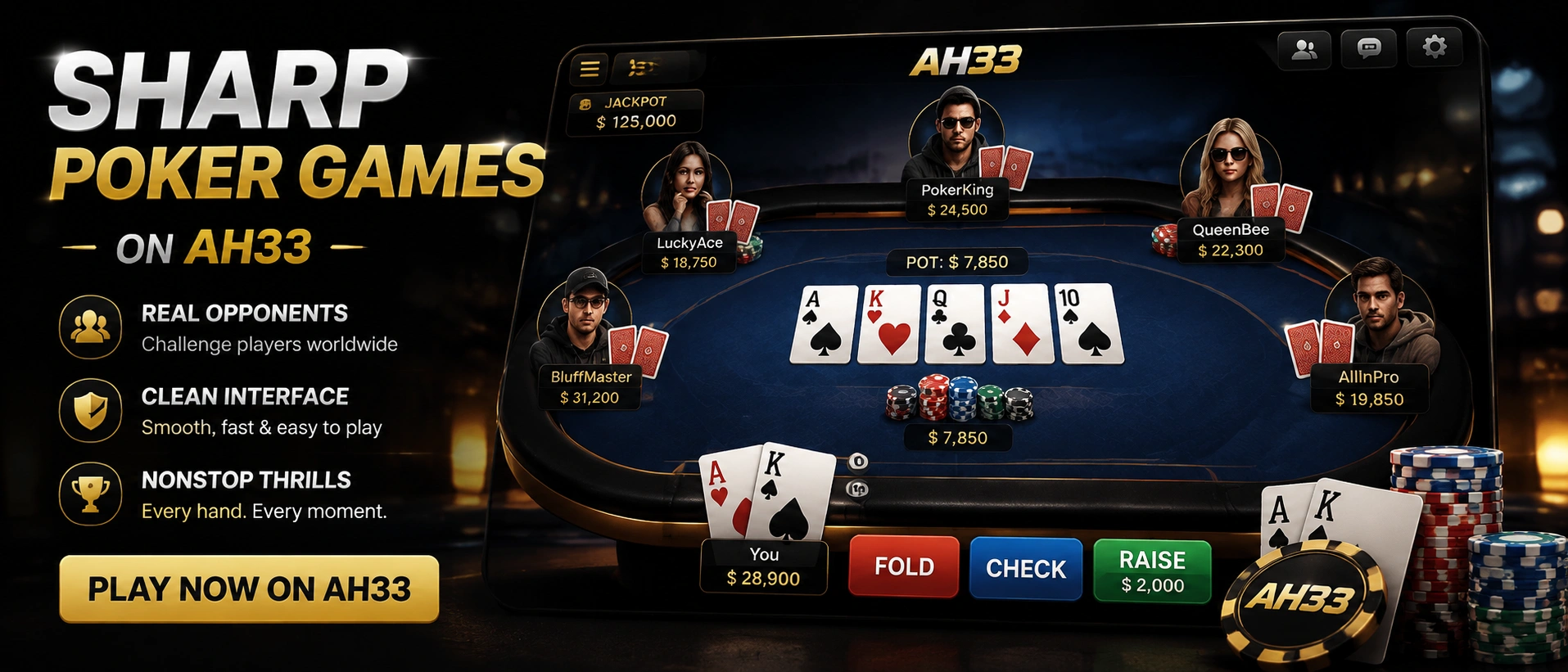 AH33 poker mobile preview